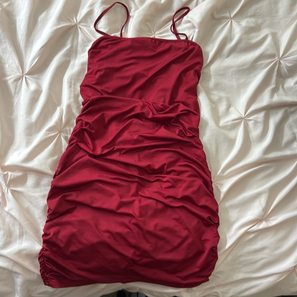 Maroon open back dress